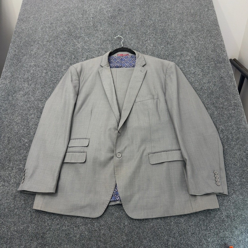 Statement Suit Mens 54R Gray Wool Cashmere Super 180s Tailored Fit Formal Suit